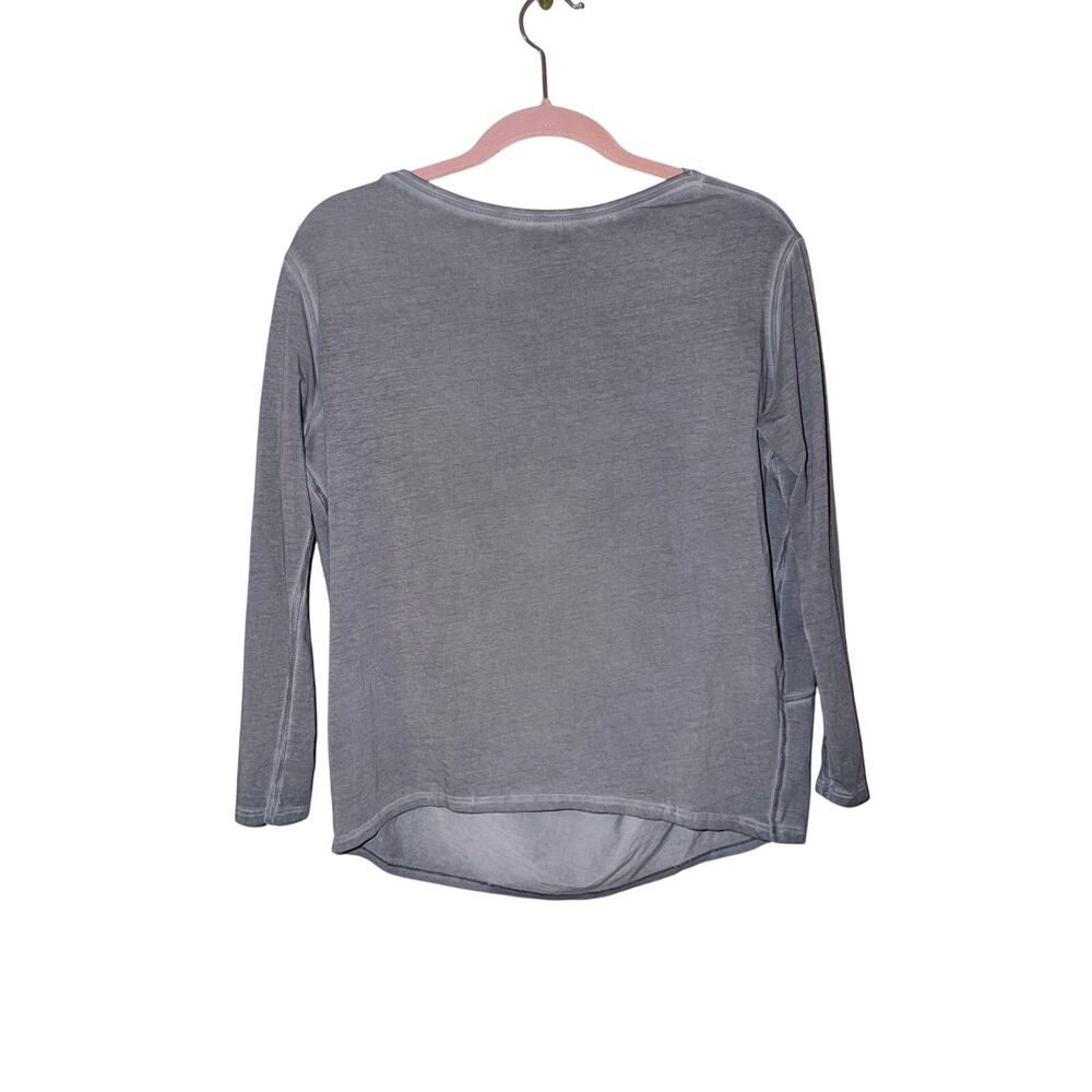 Lululemon gray workout top shirt long sleeves back in action Pima cotton blend